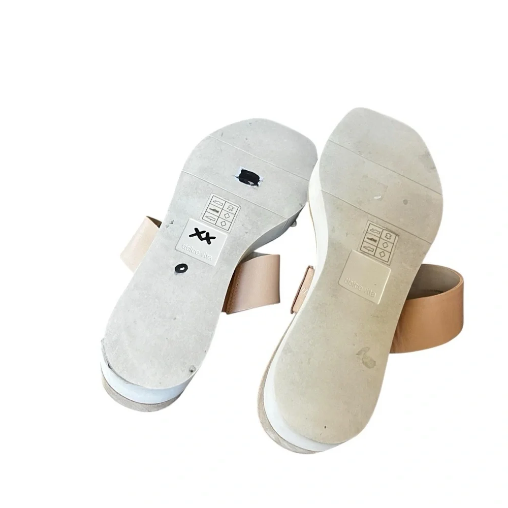 Dolce vita tan snake print wood sandals 9.5 Parni Double-Band Flatform Sandals
